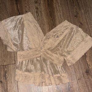 Forever 21 Tan Lace Top